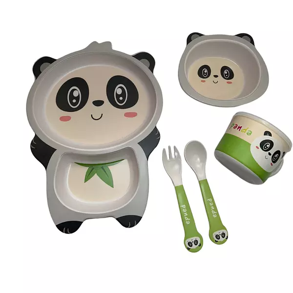 Kit De Vajilla En Bambu - Panda