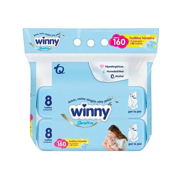 Oferta Pañitos Winny Sensitive X160 Unidades